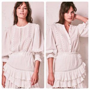 LoveShackFancy Lorelei Embroidered dress white M